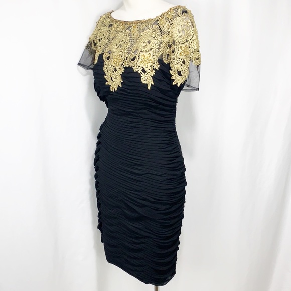 NWT Lara Designs Black & Gold Cocktail Dress 20 - Picture 3 of 13